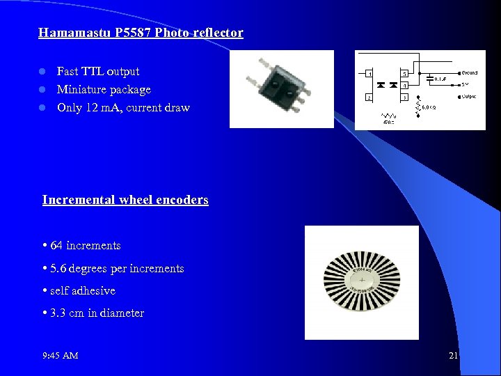 Hamamastu P 5587 Photo reflector Fast TTL output l Miniature package l Only 12