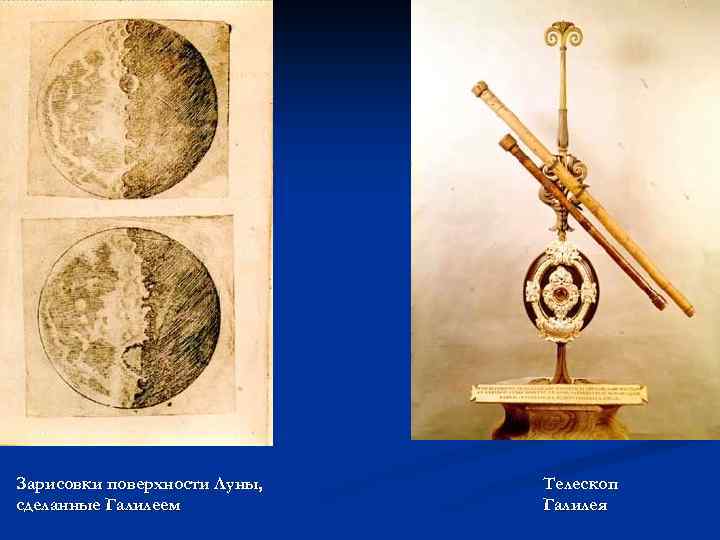 Зарисовки поверхности Луны, сделанные Галилеем Телескоп Галилея 