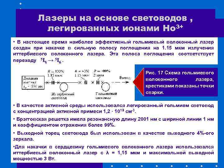 Лазеры на основе световодов , легированных ионами Ho 3+ • В настоящее время наиболее