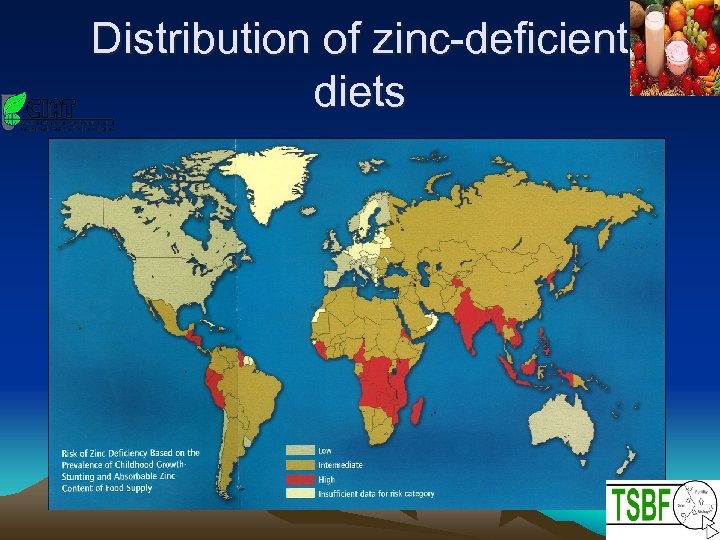 Distribution of zinc-deficient diets 