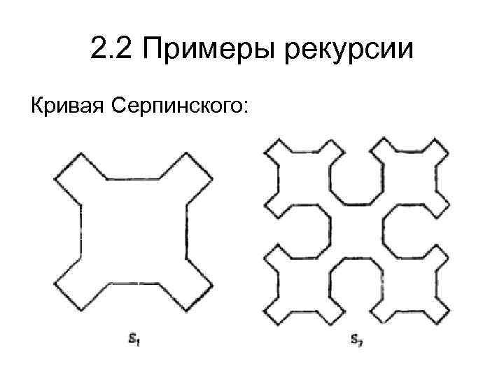 2. 2 Примеры рекурсии Кривая Серпинского: 