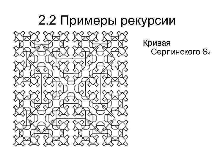 2. 2 Примеры рекурсии Кривая Серпинского S 4 