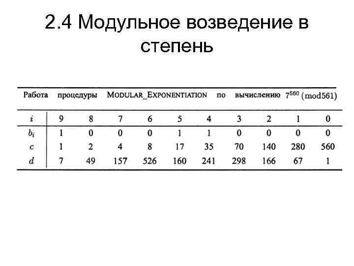 2. 4 Модульное возведение в степень 