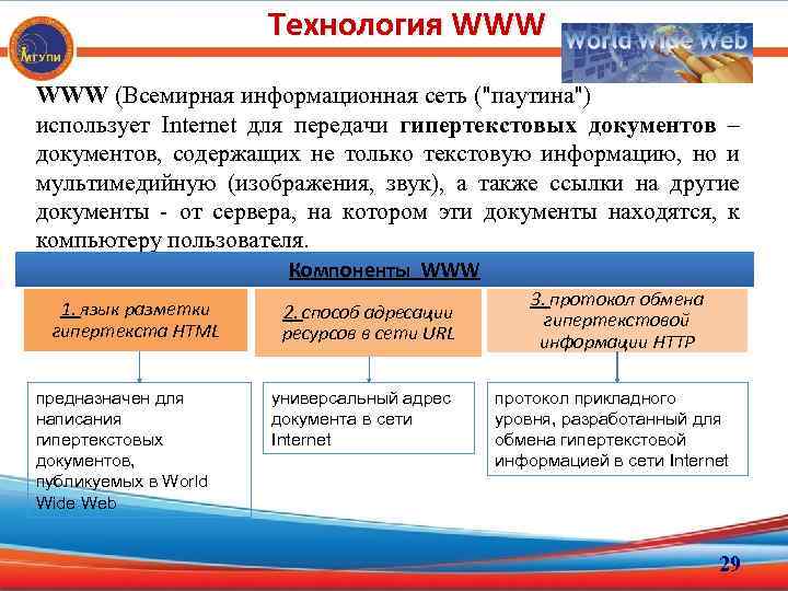 Технология WWW (Всемирная информационная сеть (