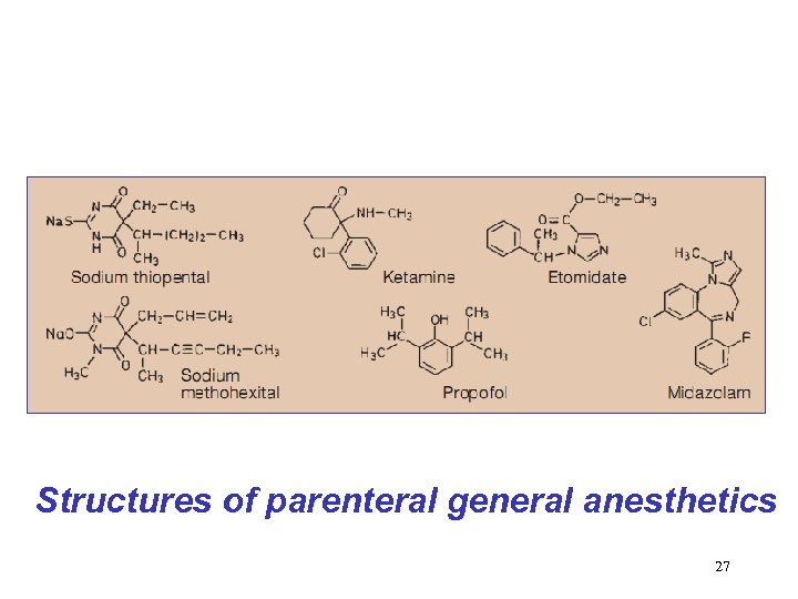 Structures of parenteral general anesthetics 27 
