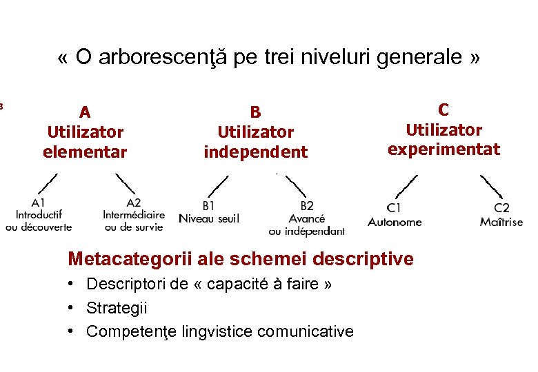  « O arborescenţă pe trei niveluri generale » B C A Utilizator elementar