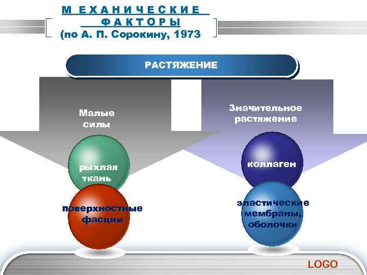 М ЕХАНИЧЕСКИЕ ФАКТОРЫ (по А. П. Сорокину, 1973 РАСТЯЖЕНИЕ Малые силы рыхлая ткань поверхностные