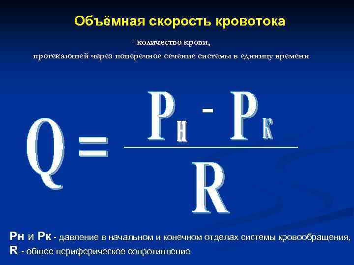 Объемная скорость кровотока это