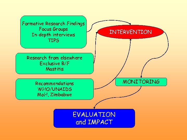 Formative Research Findings Focus Groups In-depth interviews TIPS INTERVENTION Research from elsewhere Exclusive B/F