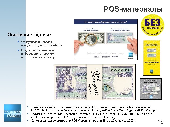 POS-материалы Основные задачи: § Стимулировать продажи продукта среди клиентов банка § Предоставить детальную информацию