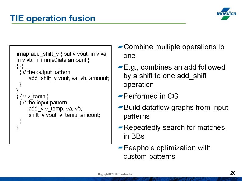 TIE operation fusion imap add_shift_v { out v vout, in v va, in v