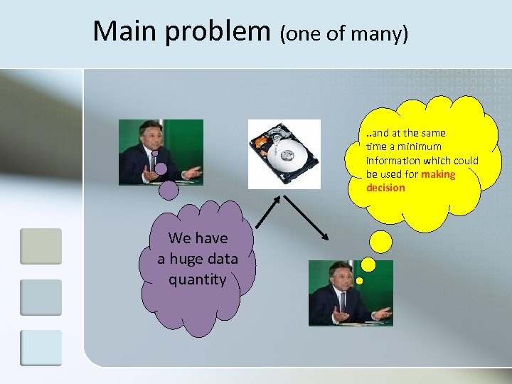 Main problem (one of many). . and at the same time a minimum information