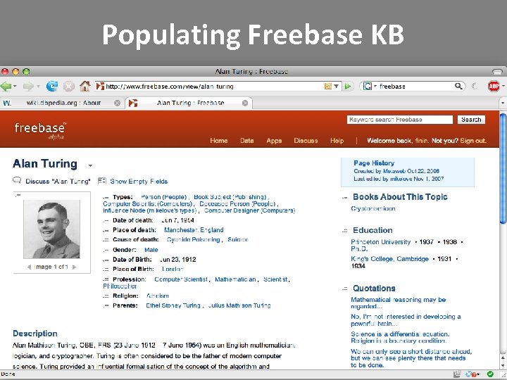Populating Freebase KB 