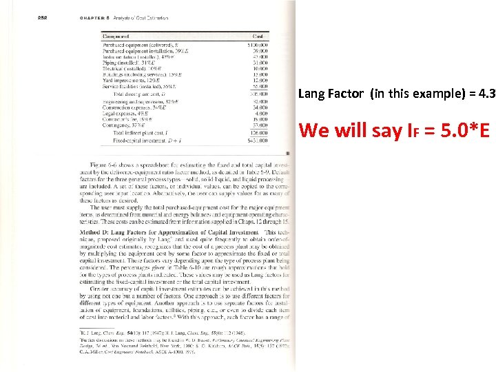 Lang Factor (in this example) = 4. 3 We will say IF = 5.