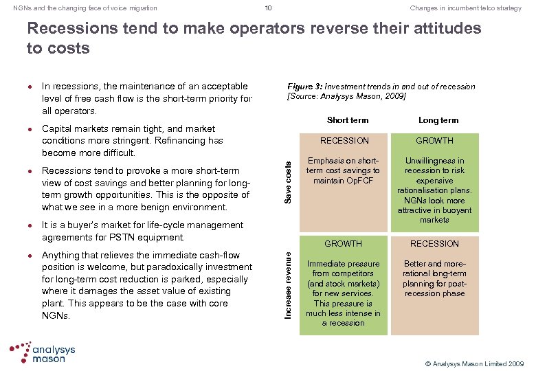 NGNs and the changing face of voice migration 10 Changes in incumbent telco strategy
