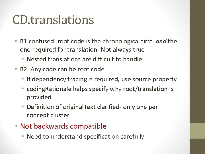CD. translations • R 1 confused: root code is the chronological first, and the