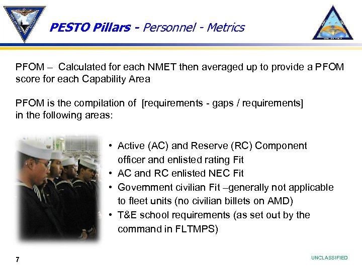 PESTO Pillars - Personnel - Metrics PFOM – Calculated for each NMET then averaged