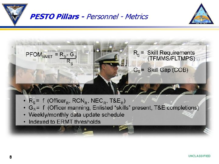PESTO Pillars - Personnel - Metrics 8 UNCLASSIFIED 