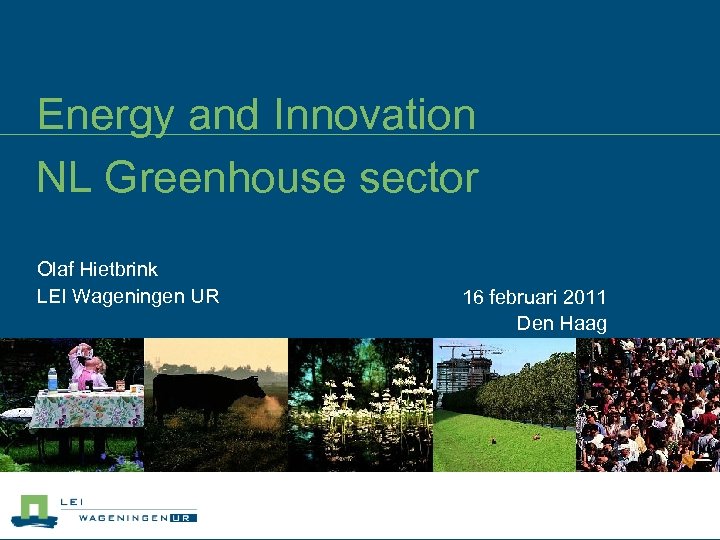 Energy and Innovation NL Greenhouse sector Olaf Hietbrink LEI Wageningen UR 16 februari 2011
