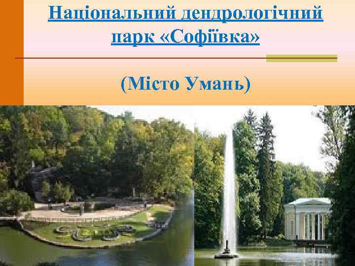 Національний дендрологічний парк «Софіївка» (Місто Умань) 