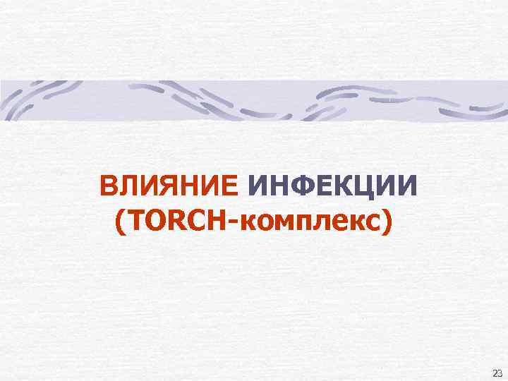 ВЛИЯНИЕ ИНФЕКЦИИ (TORCH-комплекс) 23 