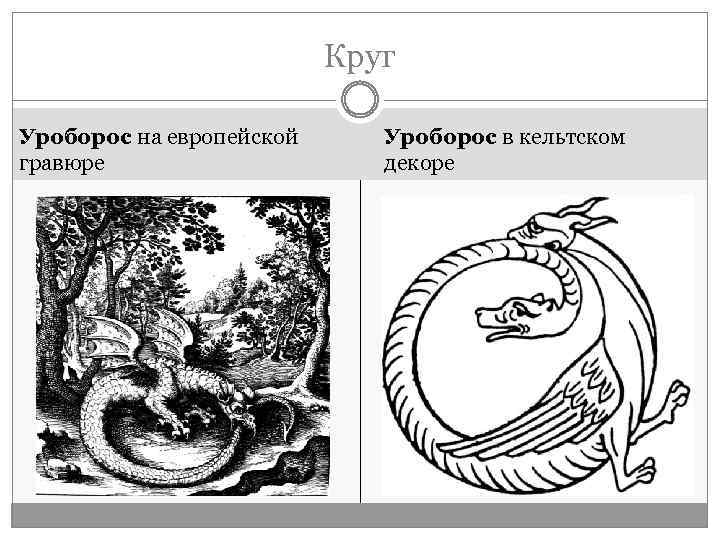 Круг Уроборос на европейской гравюре Уроборос в кельтском декоре 