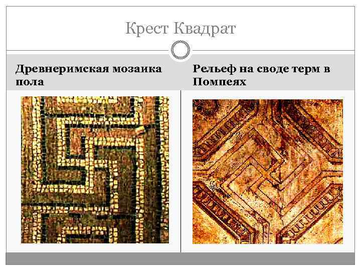 Крест Квадрат Древнеримская мозаика пола Рельеф на своде терм в Помпеях 