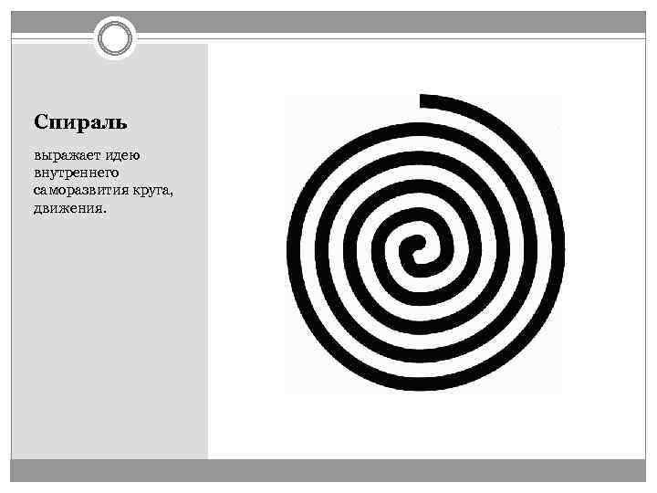 Спираль выражает идею внутреннего саморазвития круга, движения. 
