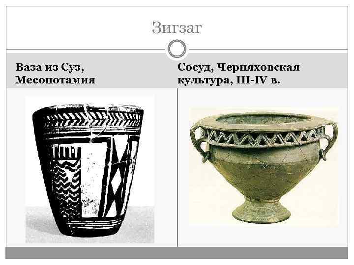 Зигзаг Ваза из Суз, Месопотамия Сосуд, Черняховская культура, III-IV в. 