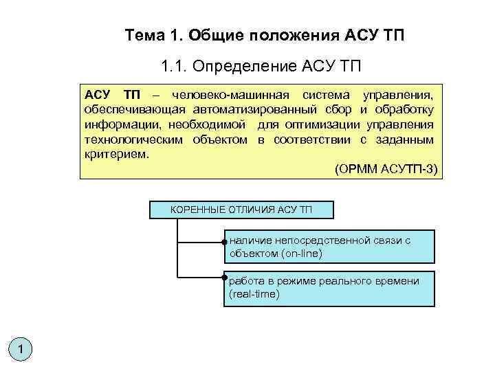 Тема 1. Общие положения АСУ ТП 1. 1. Определение АСУ ТП – человеко-машинная система