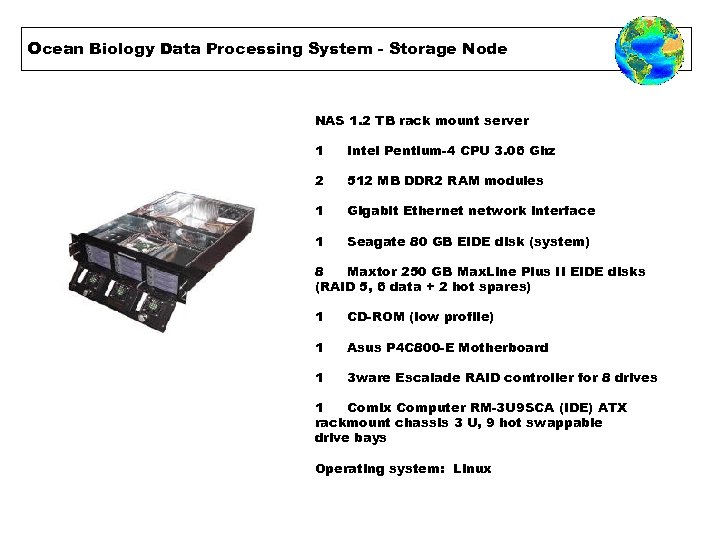 Ocean Biology Data Processing System - Storage Node NAS 1. 2 TB rack mount