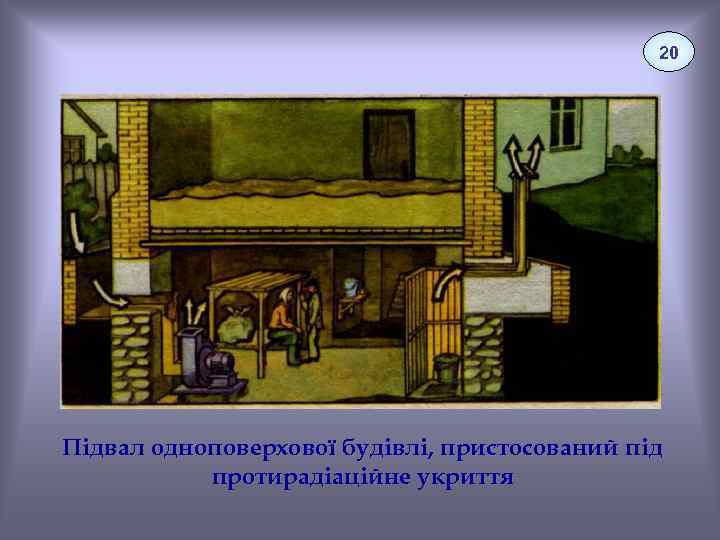 20 Підвал одноповерхової будівлі, пристосований під протирадіаційне укриття 