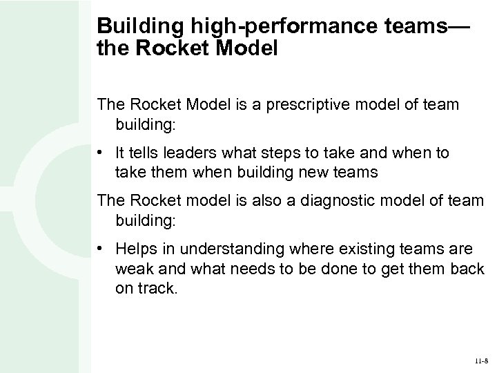 Building high-performance teams— the Rocket Model The Rocket Model is a prescriptive model of