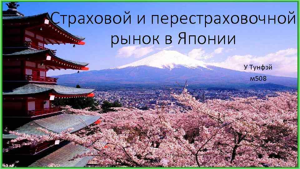 Страховой и перестраховочной рынок в Японии У Тунфэй м 508 
