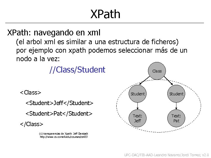 XPath: navegando en xml (el arbol xml es similar a una estructura de ficheros)
