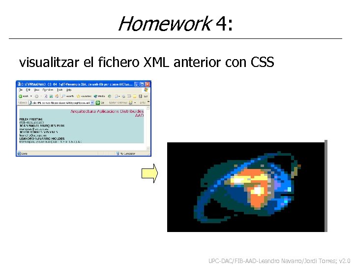 Homework 4: visualitzar el fichero XML anterior con CSS UPC-DAC/FIB-AAD-Leandro Navarro/Jordi Torres; v 2.