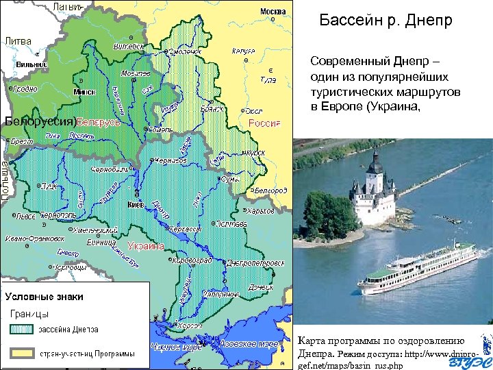  Бассейн р. Днепр Современный Днепр – один из популярнейших туристических маршрутов в Европе
