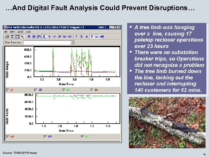 …And Digital Fault Analysis Could Prevent Disruptions… § A tree limb was hanging §