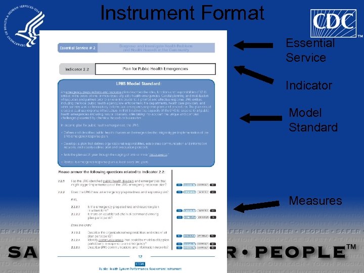 Instrument Format Essential Service Indicator Model Standard Measures 