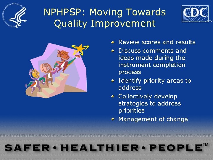 NPHPSP: Moving Towards Quality Improvement Review scores and results Discuss comments and ideas made