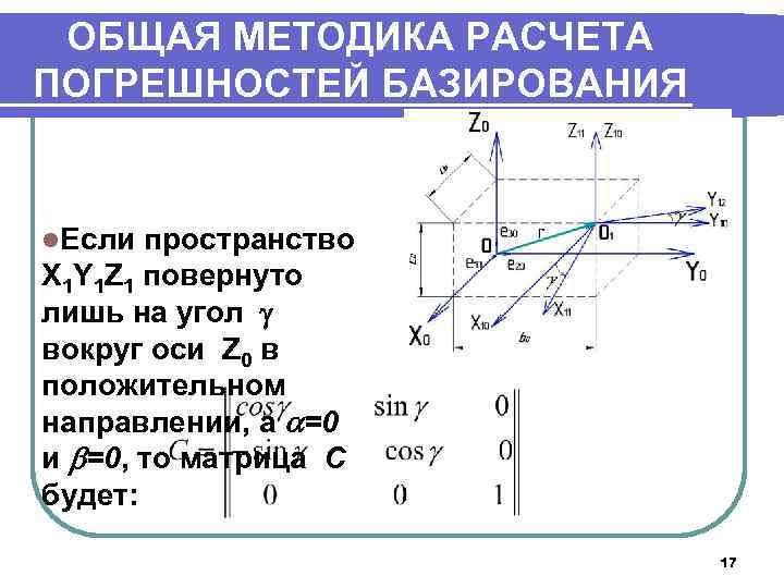 ОБЩАЯ МЕТОДИКА РАСЧЕТА ПОГРЕШНОСТЕЙ БАЗИРОВАНИЯ l. Если пространство X 1 Y 1 Z 1