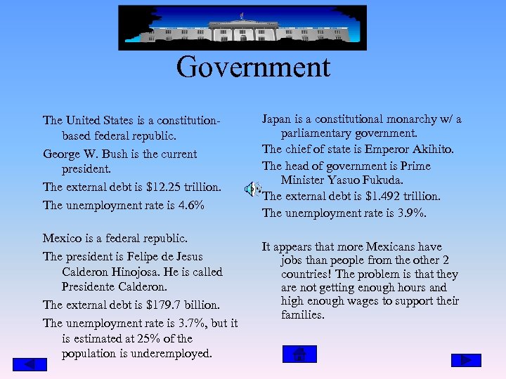 Government The United States is a constitutionbased federal republic. George W. Bush is the