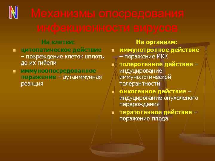 Механизмы опосредования инфекционности вирусов n n На клетки: цитопатическое действие – повреждение клеток вплоть