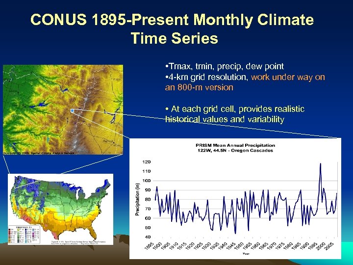 CONUS 1895 -Present Monthly Climate Time Series • Tmax, tmin, precip, dew point •