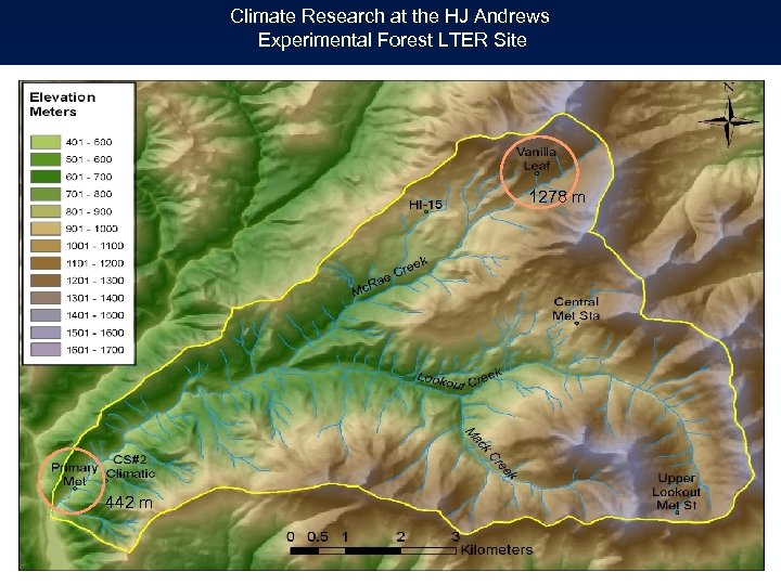 Climate Research at the HJ Andrews Experimental Forest LTER Site 1278 m 442 m