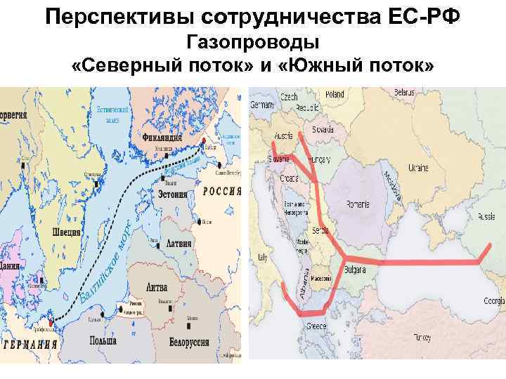 Перспективы сотрудничества ЕС-РФ Газопроводы «Северный поток» и «Южный поток» 