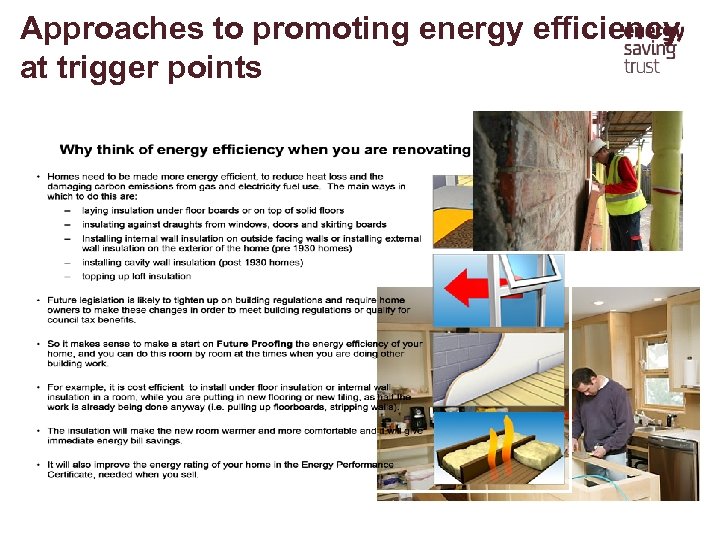 Approaches to promoting energy efficiency at trigger points 