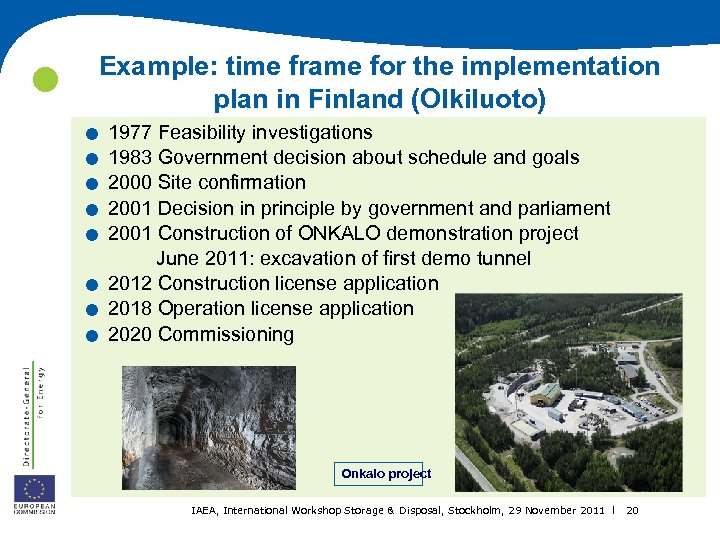  Example: time frame for the implementation plan in Finland (Olkiluoto) . . .