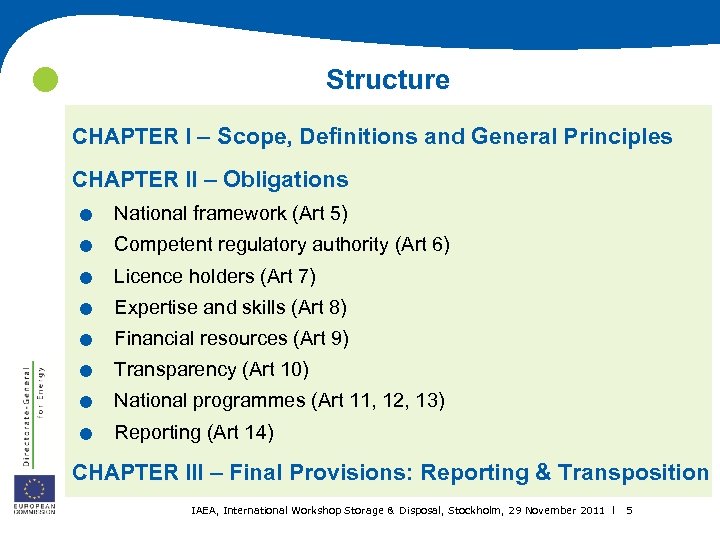  Structure CHAPTER I – Scope, Definitions and General Principles . . . .