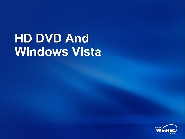 HD DVD And Windows Vista 